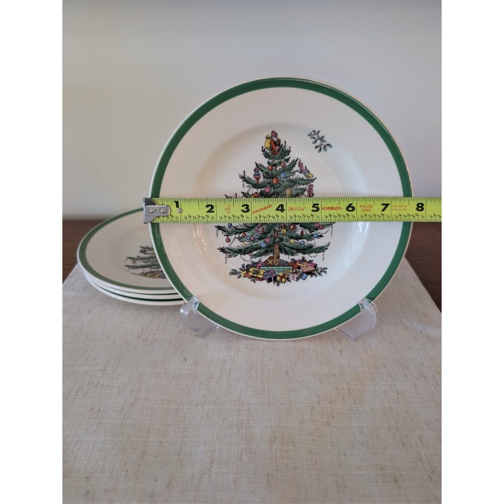 Vintage Spode “Christmas Tree” Salad Plates — Set of 4 — 7.75″ — Made in England - Picture 2 of 6